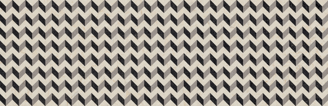 Black&cream Zigzag 8YT1 - Cream, Matt, 32x99cm, 11.00mm, Rectified