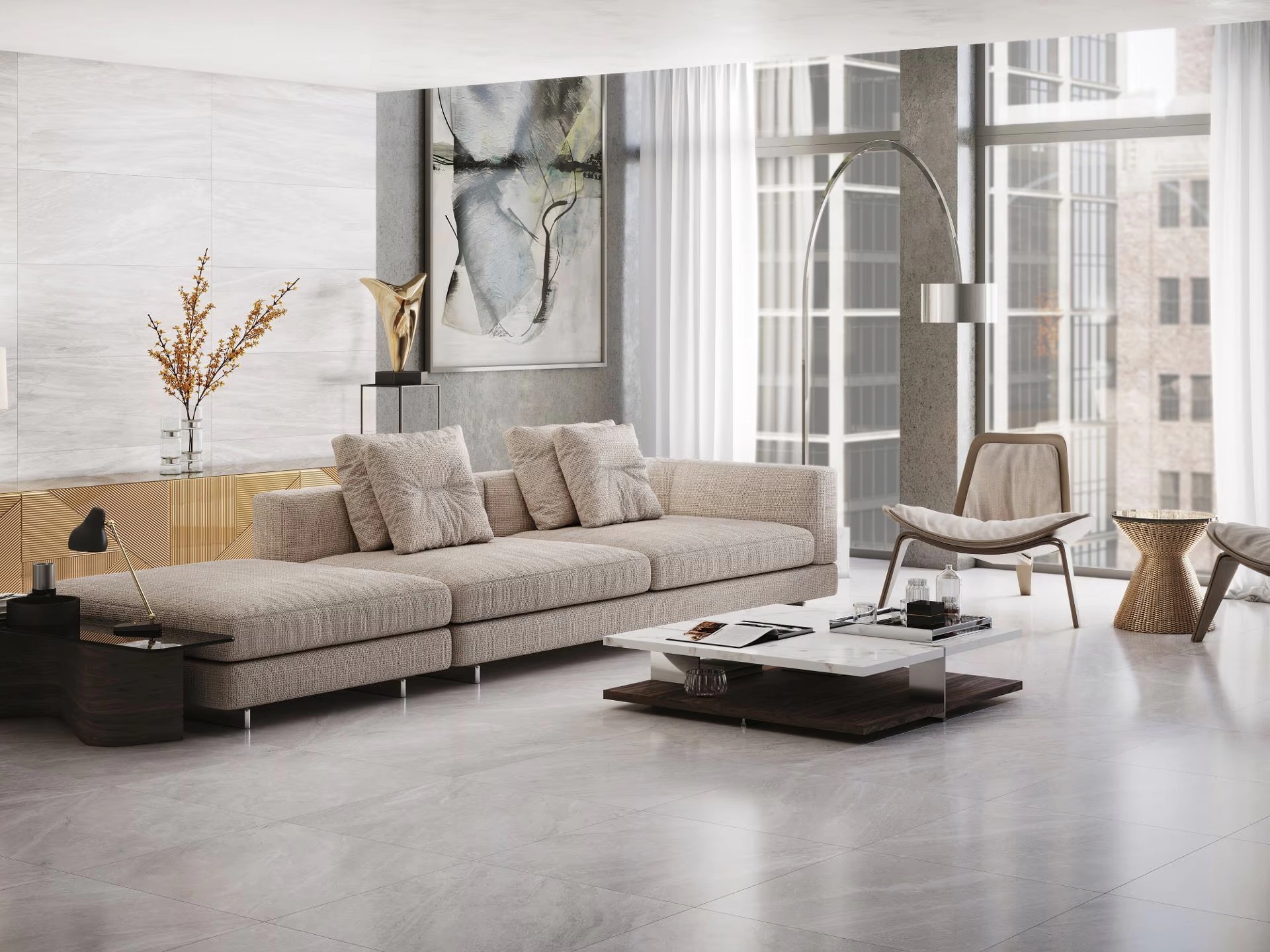 Porcelanosa Indic, Concrete; Marble