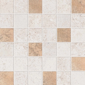 Alpes Raw Mosaico Quadrato Glam PF60000263 - Ivory, Naturale, 30x30cm, 8.50mm, Rectified