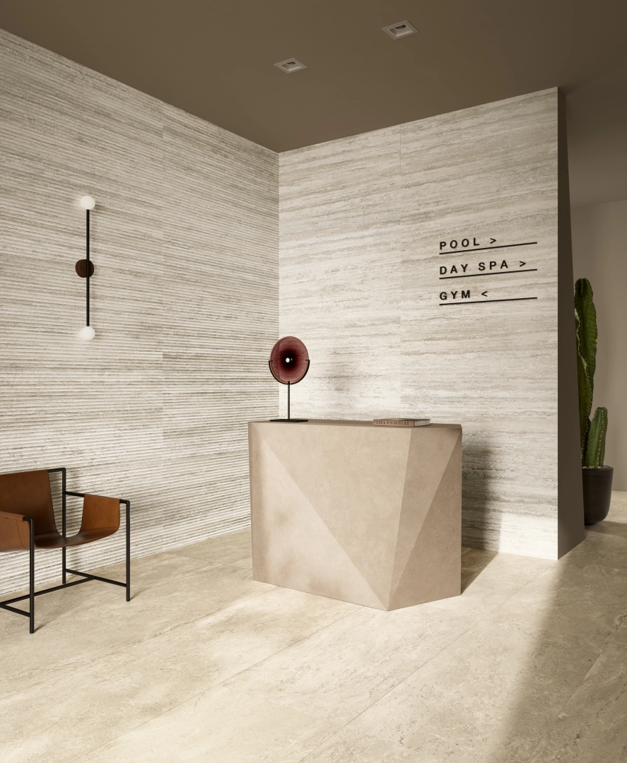 Novabell Thermae Verso Travertino Light, Natural rift, 60x120cm, 9.00mm ...