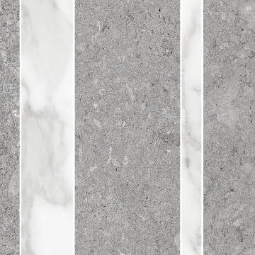 Marmo Apuano Strips TTVICEMSTP - Apuano + Vicentina Cenere, Mix matt / honed, 29x29cm, 9.00mm, Not rectified