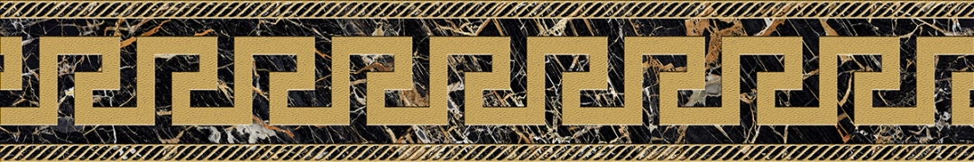 Maximvs Fascia Greca Sabbiata G0067834 - Black & Gold, Lux, 10x60cm, 6.00mm, Rectified
