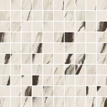Maximvs Mosaico G0067891 - Panda White, Lux, 30x30cm, 9.00mm, not-rectified