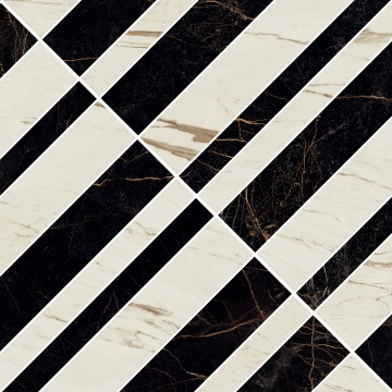 Marble Mosaico Optical G0240521 - Nero, Lux, 58.5x58.5cm, 9.50mm, Rectified