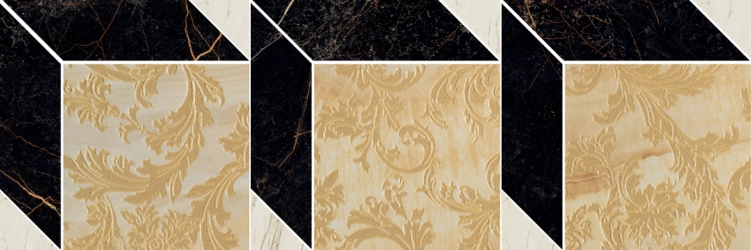 Marble Cube Decorato G0240862 - Oro, Lux, 19.5x58.5cm, 9.50mm, Rectified