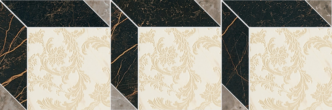 Marble Cube Decorato G0240861 - Bianco, Lux, 19.5x58.5cm, 9.50mm, Rectified