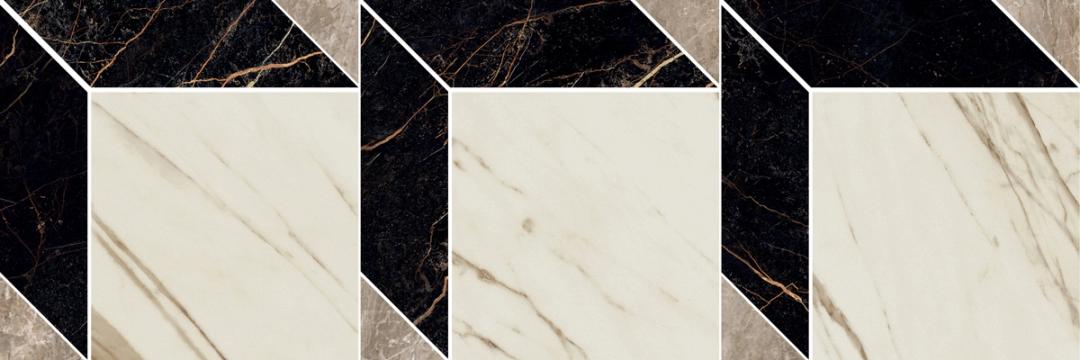 Marble Cube G0240851 - Nero/bianco/grigio, Lux, 19.5x58.5cm, 9.50mm, Rectified