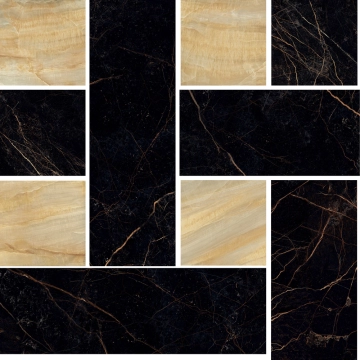 Marble Mosaico Chesterfield G0240450 - Nero, Lux, 29.1x29.1cm, 9.50mm, Rectified