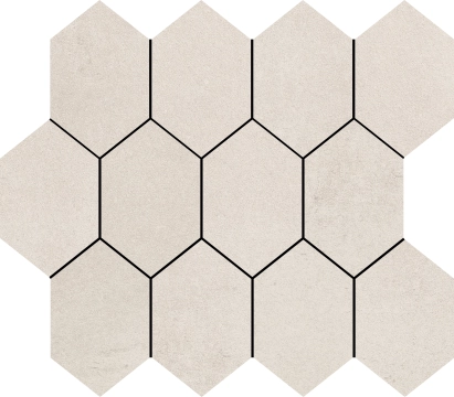 Tool Mosaico Hexagono B25MH2427TL1BK - White, Natural, 24x26.6cm, 9.00mm, not-rectified