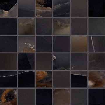Tele Di Marmo Onyx Mosaico 5x5 EKYS - Onyx Black, Silktech, 30x30cm, 9.50mm, Rectified
