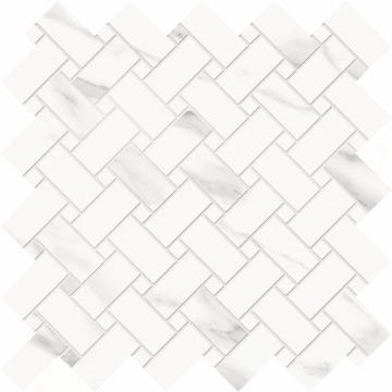 Tele Di Marmo Mosaico Intrecci EEHQ - Statuario Michelangelo, Full Lappato, 11.81x11.81