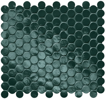 Glim Round Mosaico fROM - Petrolio, Brillante, 29.5x32.5cm, 9.00mm, Not rectified