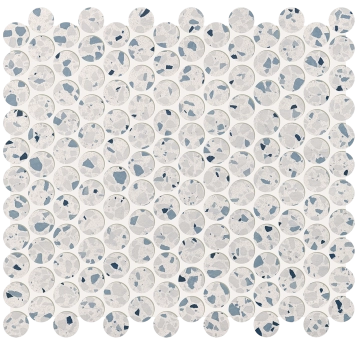 Glim Round Mosaico fRUB - Azzurro, Matt, 29.5x32.5cm, 9.00mm, Not rectified