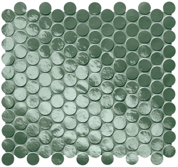 Glim Round Mosaico fROO - Salvia, Brillante, 29.5x32.5cm, 9.00mm, Not rectified
