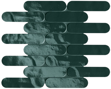 Glim Curve Mosaico fRNY - Petrolio, Brillante, 29x29.5cm, 9.00mm, Not rectified