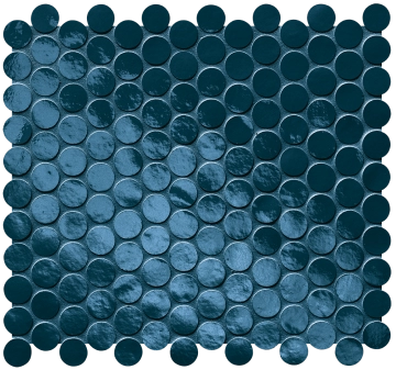 Glim Round Mosaico fROH - Blu Navy, Brillante, 29.5x32.5cm, 9.00mm, Not rectified