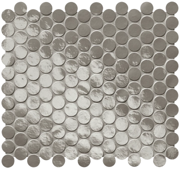 Glim Round Mosaico fROJ - Grigio Fumo, Brillante, 29.5x32.5cm, 9.00mm, Not rectified