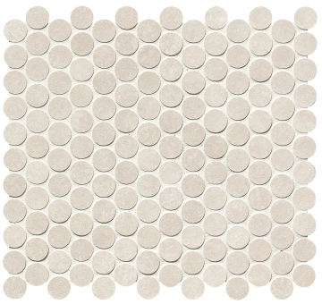 Nobu Round Mosaico fRNM - White, Matt, 29.5x32.5cm, 9.00mm, Not rectified
